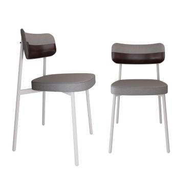 Imagem de Cadeira Alloa Fixa Com 4 Pés 50 X 44,7 X 83,8 Cm Com 2 Unidade Corriente Cinza Claro Courino Café