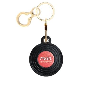 Imagem de Capa de couro compatível com AirTag, linda capa protetora com chaveiro, rastreador GPS antiarranhões para chaves, bolsa, animais de estimação, mochila (CD rosa vermelha)