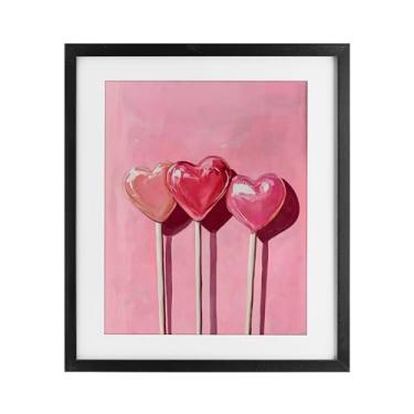 Imagem de Stupell Industries Impressão emoldurada de três pirulitos em rosa e preto sob vidro, design por Arlington Prints, 40 x 33