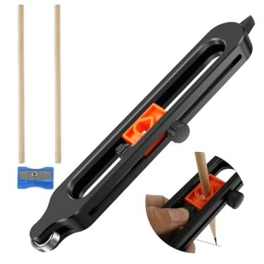 Imagem de ZLHETWT Ferramenta de escriba, com 2 lápis de contorno ajustável, ferramenta de medidor de perfil preciso para lápis marcenaria, canto de canto duplicador de perfil