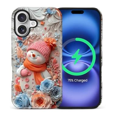 Imagem de Capa para iPhone 17 [compatível com MagSafe], silicone macio brilhante + capa protetora 2 em 1 de policarbonato rígido antiarranhões à prova de choque para mulheres e homens - boneco de neve de Natal