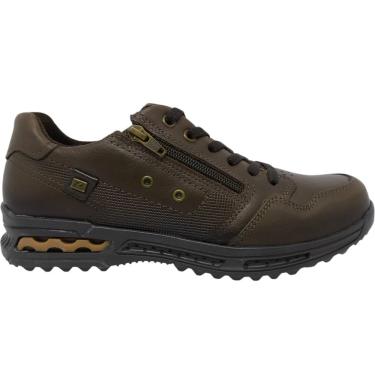 Imagem de Sapatênis Masculino Casual Dia a Dia Passeio Trabalho em Couro Calce Fácil com Zíper e Elástico Conforto Pegada 111801