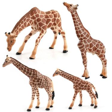 Imagem de Conjunto de estatuetas: figuras realistas de animais em PVC da família Giraffe