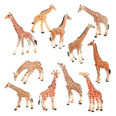 Imagem de Conjunto de bonecos Giraffe Family, 11 peças de PVC para crianças de mais de 3 anos