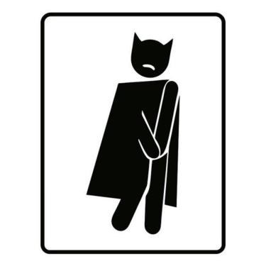 Imagem de Kit 5 Placas Banheiro Masculino Morcego 36X46