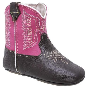 Imagem de Bota Texana Infantil Baby Country Em Couro Helazza Kids Top, Café, Ros