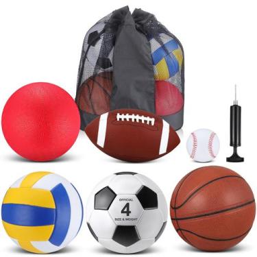 Imagem de Conjunto de bolas esportivas Realspring, 6 peças com bolsa e bomba