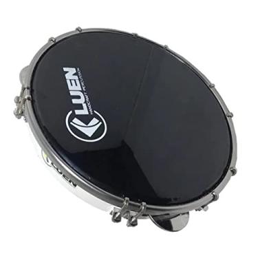 Imagem de Pandeiro 10" Abs Branco 6 Afin Plat Inx Ferragem Cromada Pele Preta