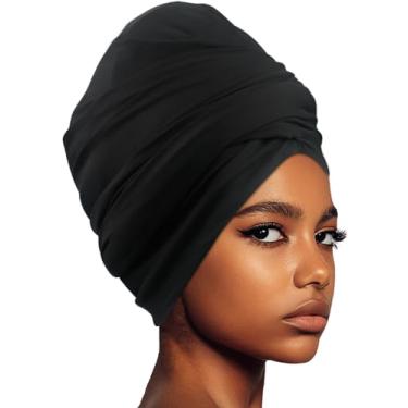 Imagem de Babalet Turbante de natação extragrande para mulheres, unissex, impermeável, forrado com silicone, touca de natação para tranças, extensões de dreadlocks, cabelo longo, cacheado, grosso, fácil de