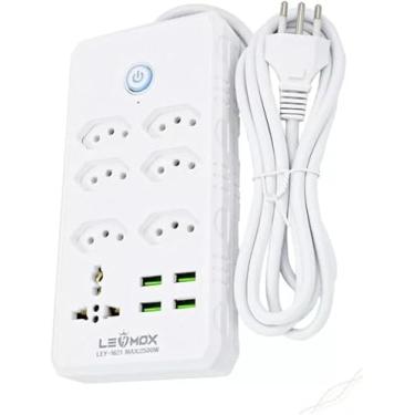 Imagem de Extensão Tomada 6 Saídas, 4 USB, 1 Universal, Cabo 2m, Filtro de Linha Bivolt 2500W, Proteção Contra Raios e Sobrecarga