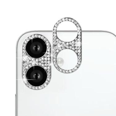 Imagem de Omorro Compatível com iPhone Air Bling Protetor de Lente de Câmera, 3D Glitter Cristal Diamante Strass Anti-Riscos Pontos Brilhantes Metal Decoração Adesivo Filme Prata (pacote com 2)