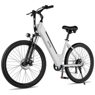 Imagem de Bicicleta Elétrica Urbana Step-Thru Qlife Cityone, Bateria Removível 36V Certificação UL2849, Rodas 26", Suspensão Frontal, Pneus 2,1"