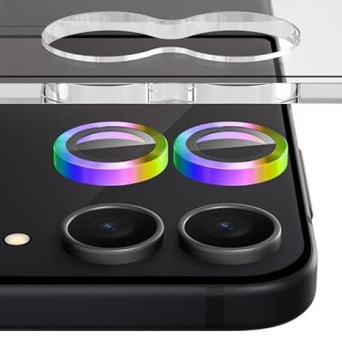 Imagem de Suoman Pacote com 2 protetores de lente para câmera Samsung Galaxy Z Flip 7, [linhas de CD] capa de lente de vidro temperado estilo textura de metal [assistência de posicionamento] - Cor