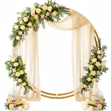 Imagem de Tecido drapeado de arco de casamento 73,7 cm x 19 m cortinas transparentes para pano de fundo cerimônia de casamento recepção decoração de teto cortina decoração de chá de panela de bebê (champanhe, 1