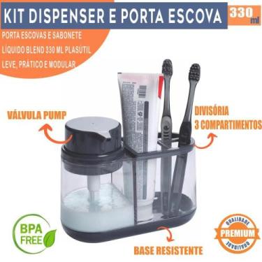 Imagem de Dispenser Sabonete Líquido com Porta Escova e Creme Dental Organizador