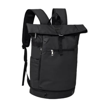 Imagem de kowaku Mochila de tênis com tampa de enrolar, resistente à água, expansível, casual, mochila para raquete de badminton, bolsa de badminton para fitness, Preto
