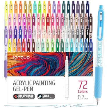 Imagem de Canetas de gel para colorir, canetas coloridas retráteis de 72 cores para papel preto e papel branco, canetas coloridas de ponta fina de 0,7 mm para colorir, escrever, desenhar, diário, anotações
