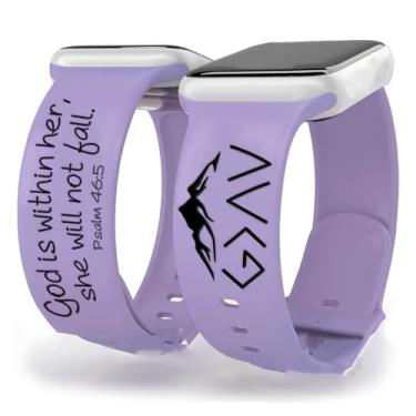 Imagem de OAEUQ Pulseira de silicone God In Her Heart Bible com gravação Psalm 46:5 para relógios Jesus Deus Cristão Psalm de 38 mm, 40 mm, 41 mm, 42 mm, 44 mm, 45 mm, 46 mm, 49 mm, presente do salmo cristão