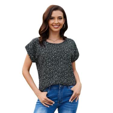 Imagem de Blusa Floerns feminina de manga curta, casual de negócios, bolinhas