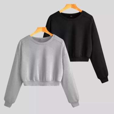 Imagem de Cropped Moletom Feminino -liso Sem Capuz  Conforto e Estilo Diário - T