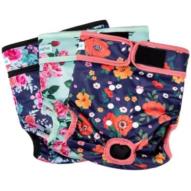 Imagem de Paw Legend Fraldas laváveis reutilizáveis para cães fêmeas para aquecer fraldas para cachorros fêmeas (pacote com 3, GG)