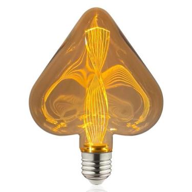 Imagem de Lâmpada decorativa LED XIAOKALAMI em forma de coração de vidro âmbar
