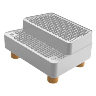 Imagem de Generic Rampa automática para caixa de areia para gatos, degrau para caixa de areia, tapete removível, à prova d'água, fácil de limpar, apoio para os pés, Cinza Claro