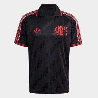 Imagem de Camisa Flamengo Lifestyler 25/26 Adidas Masculina, Preto, GG