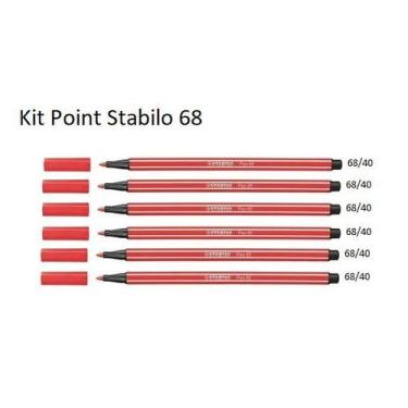 Imagem de Caneta Stabilo Pen 68 Kit C/6 Unidades  Vermelha