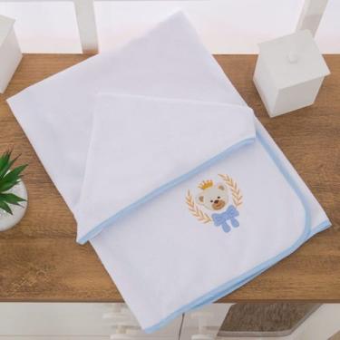 Imagem de  Toalha de Banho Infantil com Capuz Urso Guirlanda Azul - Carinha de A