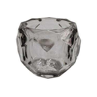 Imagem de Castiçal Porta-Vela Decorativo em Vidro Fumê 8x6cm BH0338 BTC