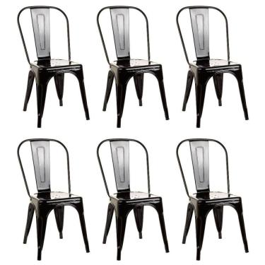 Imagem de Kit 6 Cadeiras De Design Linha Tolix Metal - Preto