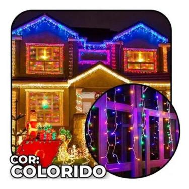 Imagem de Cascata Pisca Colorido 9,5m Fio Transparente 127V Com 400 LEDs Colorid