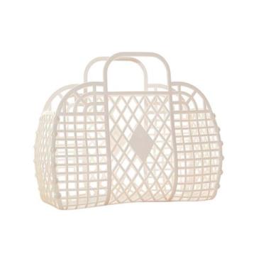 Imagem de Cesta bolsa de plastico infantil para praia e piscina - Miimos, branco