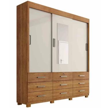 Imagem de Guarda Roupa Itapema Casal 3 Portas de Correr e 9 Gavetas Cor Cedro Areia