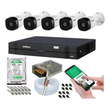 Imagem de Kit 5 Camera de Seguranca Intelbras Bullet vhl 1120b Externa Dvr 8 canais multi hd