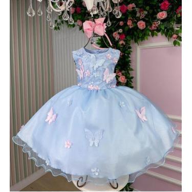 Imagem de Vestido Marie Jardim das Borboletas Azul Bebê Viviane - Tecido Misto, 