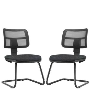 Imagem de Kit 02 Cadeiras De Escritório Recepção Fixa Zip Chumbo - LYAM DECOR