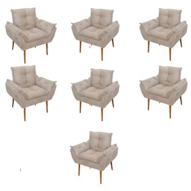 Imagem de Kit 07 Poltronas Decorativas Opala Retro Consultório Cor:bege
