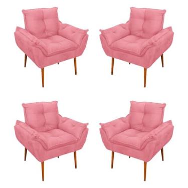 Imagem de Kit 04 Cadeiras Poltronas de Luxo Opala Sala, Quarto Cor:rosa