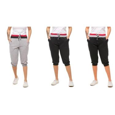 Imagem de Kit com 03 Bermudas de Moletom Feminina Saruel Skinny - Wooks, G, B1, 