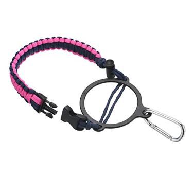 Imagem de Suporte para garrafa de água, alça de paracord, alça de transporte com anel para garrafas de boca larga de 340 a 1,8 g, rosa, azul escuro