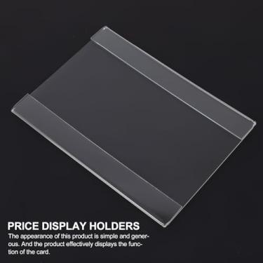 Imagem de 5 peças de porta-etiquetas de varejo de acrílico transparente para prateleiras, suportes de etiquetas para exibições de lojas e suportes de placas elegantes para informações de preços
