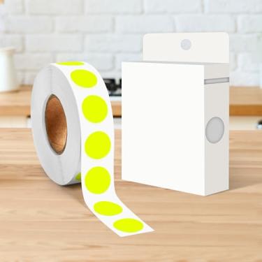Imagem de Adesivo redondo de 1/2 polegada com código de cores, 1000 adesivos de rolo de pontos, etiquetas de círculo amarelo fluorescente para escritório e casa