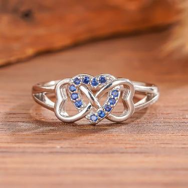 Imagem de Aliança de casamento romântica com coração e joia delicada de zircônia cúbica brilhante, 10, Latão, Zircônia cúbica