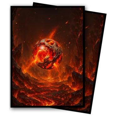 Imagem de MTG Card Sleeves - Element Series (Earth/Fire/Wood/Water/Dark) - Ultra Clear Front & Matte Finish Back, 100 Count Standard Size Matte Art Sleeve for Magic The Gathering (Eternal Pyre)