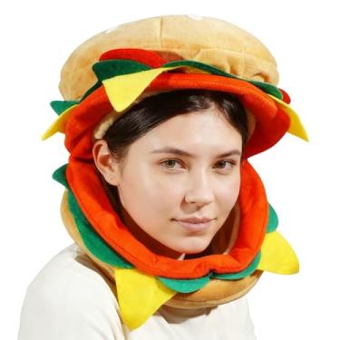 Imagem de Jococs Chapéu engraçado de hambúrguer, chapéu de hambúrguer, fantasia de hambúrguer, máscara de hambúrguer, chapéus engraçados para adultos, fantasia de carnaval de Halloween