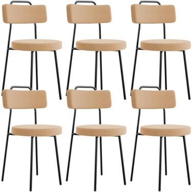 Imagem de Kit 06 Cadeiras Decorativas Estofada Para Sala De Jantar Barcelona L02 Bouclê Mostarda - Lyam Decor