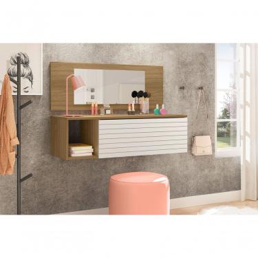 Imagem de Penteadeira Camarim Suspensa Com Espelho E Gaveta Joy Branco/nature