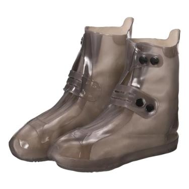 Imagem de HARFINGTON Capa de sapatos à prova d'água M (EUA 5) antiderrapante reutilizável galochas protetores de sapato de chuva com fivela dupla para homens mulheres chuvoso ao ar livre, marrom